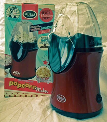 Image of 1950's Retro Style American Originals Popcorn Maker - MODEL: EK1602ASD Red - Powerful 1200 watts (1.2Kw) - UK Model (Large (29cm / 11.5"), Red/Black)