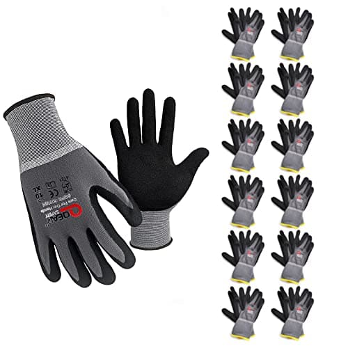 Image of QEARSAFETY 12 Pairs Microfoam Nitrile Rubber Palm Coated Work Safety Gloves, Breathable, Abrasion, Logistics, Warehouse, General Purpose Use, TouchScreen, Gray Color (XL)…