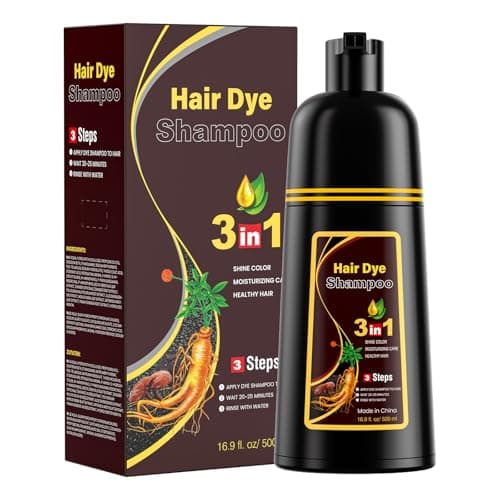 Image of Dark Brown Hair Dye Shampoo 3 in1, Dark Brown Shampoo Hair Dye for Gray Coverage, Natural Hair Color for Women Men, Herbal Formula, Ammonia-free, Lasts 30 Days, 500ml (16.90 oz)
