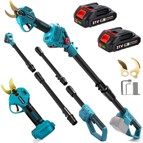Image of Cordless Electric Pruning Shears for Makita 18V with 2m Long Reach Telescopic Pole 45mm 21V * 2Ah Battery Scissors Garden Secateurs Cordless Tree Pruner for Pruning Trees Shrubs and Fruit Trees