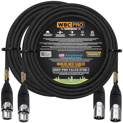 Image of WORLDS BEST CABLES 2 Units - 5 Meter - WBC-PRO-QUAD Ultra-Silent Ultra-Flexible Balanced Star-Quad Cable with Amphenol Male & Female XLR Plugs & Black Tweed Jacket