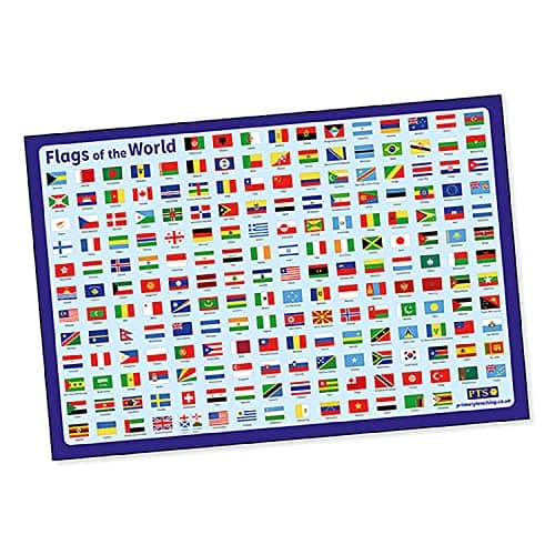 Image of Flags Of The World Geography Childrens Pupils School Classroom Display Wall Poster A2 Primary Teaching Services