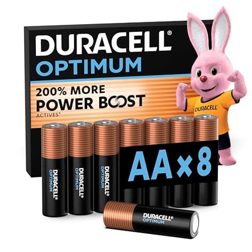 Image of DURACELL Optimum AA Batteries (8 Pack) – Alkaline Batteries 1.5V – 200% More Power Boost Actives – Meets Demands Of Modern Devices – 100% Recyclable, 0% Plastic Packaging – MX1500