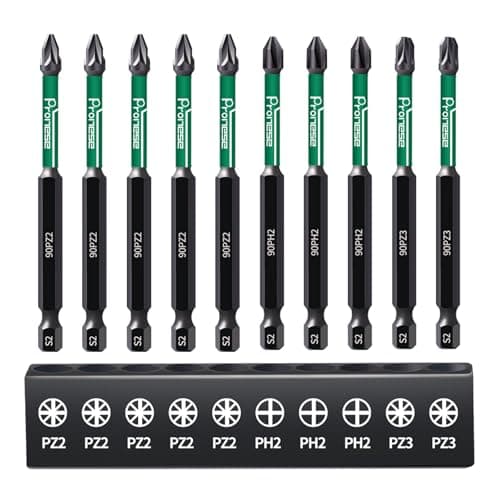Image of Pronese 10 pcs 90 mm PZ2 & PH2 & PZ3 Magnetic Impact Driver Bits, Long S2 Steel Magnetic Drill Bits