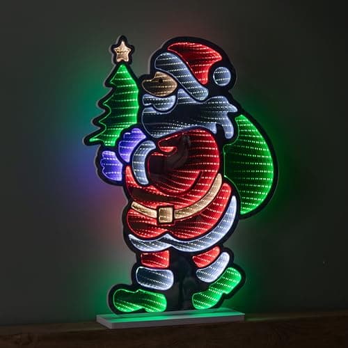 Image of 60cm Light up Standing Santa with Tree Christmas Infinity Light with Multi-Coloured LEDs