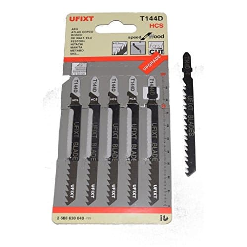Image of Jigsaw Blades T144D For Wood Cutting Pack Of 5 Compatible With Bosch Dewalt Makita Replacement T-Shank
