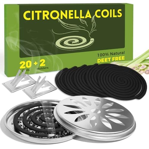 Image of SCENTORINI Citronella Coils, Lemongrass Essential Oils, Long Lasting Fragrance, Citronella Incense Coils for Home, Outdoor, Indoor, Garden, Patio, Camping - 20 Coils