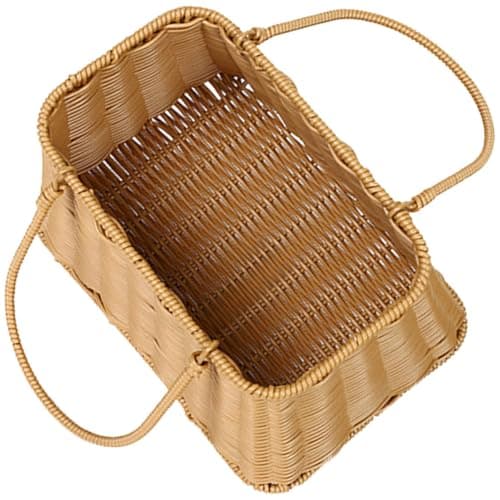 Image of LALADEFIEE Lightweight Handheld Storage Basket with Handle for Bread and Flowers, Sturdy Pp and Iron Material, Convenient Outdoor and Office Use, Natural Rural Style Storage Basket