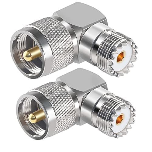 Image of TUOLNK Right Angle UHF PL259 Male to SO239 Female RF Coax Adapter 90 Degree for CB Radio Ham Radio Antenna Pack of 2