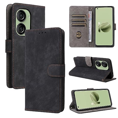 Image of Rfvzubemok Compatible with Asus Zenfone 9 5G Case,Compatible with Asus Zenfone 9z 5G Flip Magnetic Closure Wallet Cover Black