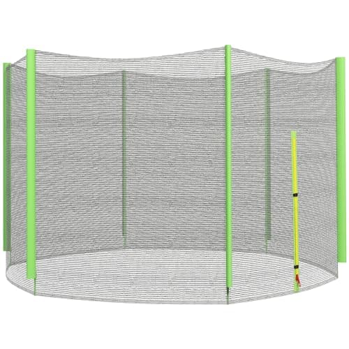 Image of SPORTNOW 8ft Trampoline Net Replacement with 6 Plastic Pole Covers, Weather-Resistant Trampoline Netting Replacement with Zipped Entrance, Poles Not Included, Green
