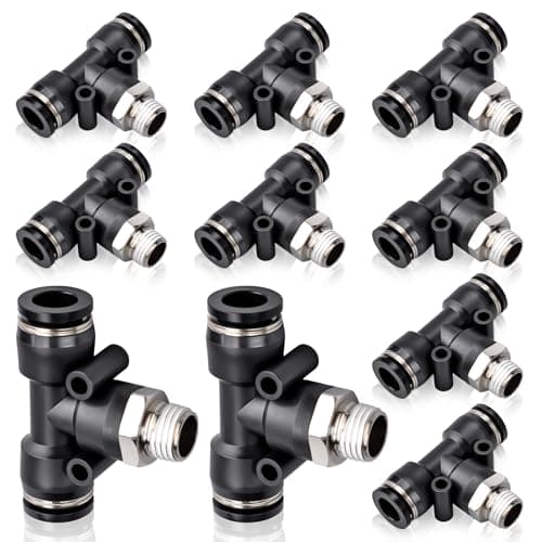 Image of Bwintech 10 Pcs Male Branch Tee 8mm Tube OD x 1/4" BSP Thread Push to Connect Fittings PB8-02