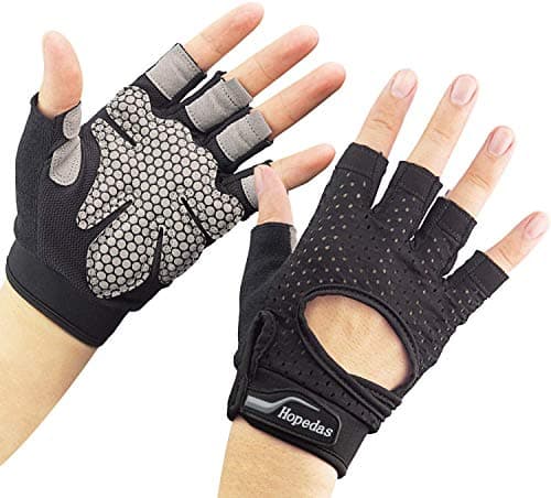 Image of Hopedas Workout Gloves Weight Lifting Gloves Palm Support Protection for Men Women, Exercise Gloves Sports for Training, Fitness, Gym, Black