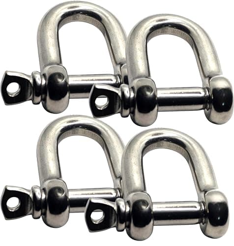 Image of 6mm D-Shackles Stainless Steel A4-Marine Grade (316) - for connecting Ropes, Anchors and Chains (Pack of 4)