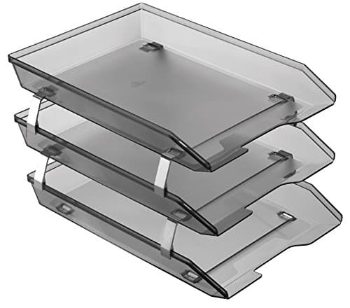 Image of Acrimet Facility 3 Tier Letter Tray, Front Load, Letter Size/A4, Desktop File Organizer, Plastic (Clear Grey Color)