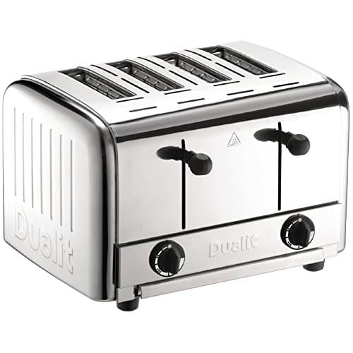 Image of Dualit DK840 Casting Caterer 4 Slice Pop Up Toaster, Aluminium, 230 mm H x 350 mm W x 360 mm D, Stainless Steel Colour