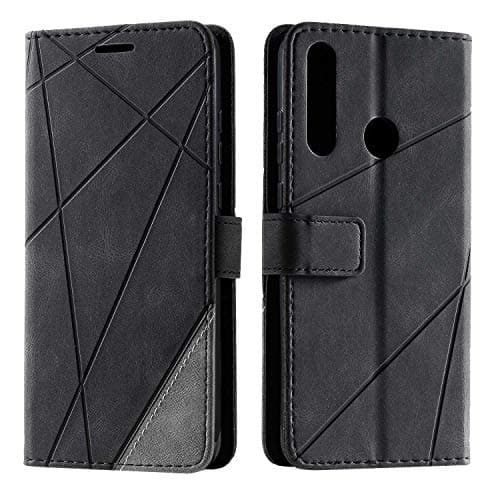 Image of SONWO Case for Huawei Y6P Case, Premium Leather Flip Wallet Case Magnetic Closure Card Slots Kickstand Phone Case for Huawei Y6P, Black