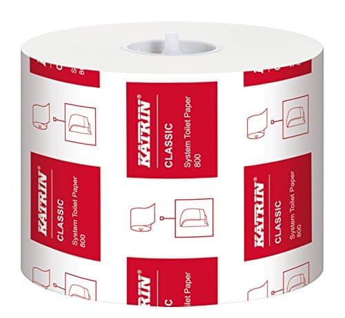 Image of Katrin 156005 Classic System toilet paper, 2 ply, white, 100% virgin fibre, for use with Katrin Inclusive System Toilet Dispenser, 800 sheets per roll, 36 rolls per case