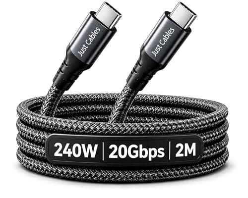 Image of 240W USB C to USB C Cable 2M, Fast Charging USB C Charger Cable, 20Gbps USB 3.2 Gen 2x2 PD 3.1 Braided Type C Cable with E-Marker for MacBook, iPad, iPhone 15/16/17, Samsung Galaxy, Google Pixel