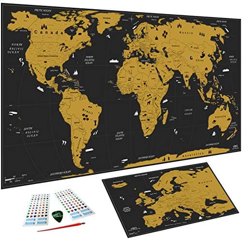 Image of WIDETA Scratch off world map (82 x 43 cm), Including Europe map and accessories