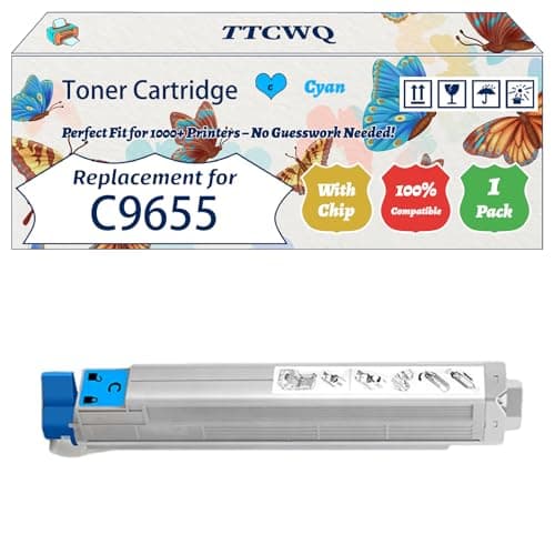 Image of Compatible for Okidata OKI C9655 Toner Cartridge Work for Okidata OKI C9655 Printers, with Chip, High Yield 22000 Pages, High-Definition Printing (1 Pack Cyan)