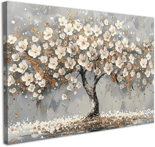 Image of Canvas Wall Art 16 x 20 inch Framed Tree Painting Modern Wall Decoration for Living Room Bedroom Artwork Wall Pictures Stylish Wall Canvas Pictures for Home Wall Art with Hooks and Magic Tape