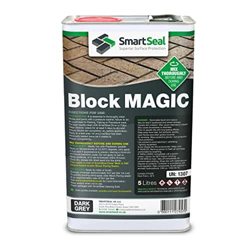 Image of Smartseal ‘Block Magic' – A Re-Colouring Block Paving Sealer. Superior to a Concrete Paint - Transform Old Block Paved Drives or Patios - Easy to Apply (Dark Grey, 5 Litre)
