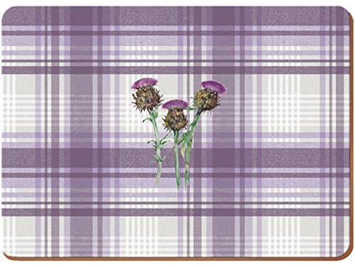 Image of Creative Tops Thistle Cork-Backed Large Premium Placemats, 4 - Purple & Grey