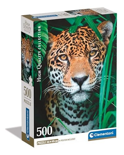 Image of Clementoni Jigsaw Puzzle Collection - Jaguar In The Jungle 500 Pieces - Poster Included, Puzzle For Adults 14-99 Years, Gift For Men/Women, Animals, Made In Italy, 35541