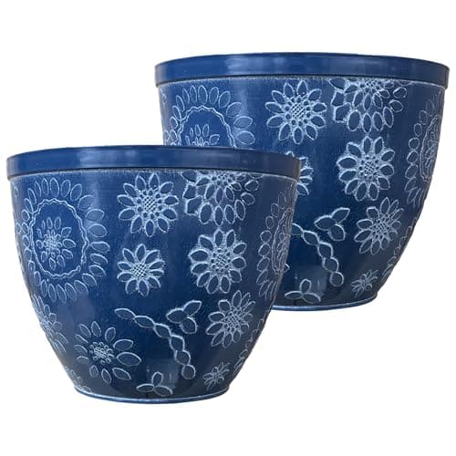 Image of SG Traders Large Plastic Round Chengdu Garden Plant Pots Planter Indoor Outdoor Pots Top Diameter Flower Pot with Drainage Holes, Beautiful Planters for Your Garden Needs Pack of 2 (30, 36, 40cm)