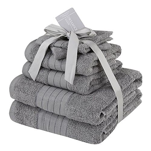 Image of Brentfords Bath Bale, Towel Set, Cotton, Grey, 6 Piece