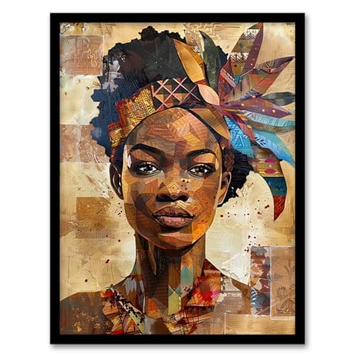 Image of Artery8 African Woman in Traditional Headdress Portrait Living Room Artwork Framed Wall Art Print A4