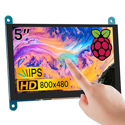 Image of Hosyond 5 Inch IPS LCD Touch Screen Display Panel 800×480 Capacitive Screen HDMI Monitor for Raspberry Pi 5/4/3, BB Black, Windows 10 8 7