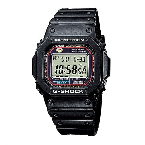 Image of Casio G-Shock Digital Solar Powered Radio Controlled Watch with Stopwatch, Countdown Timer, Alarm, Black Plastic Strap, 20 Bar Water Resistance, GW-M5610U-1ER