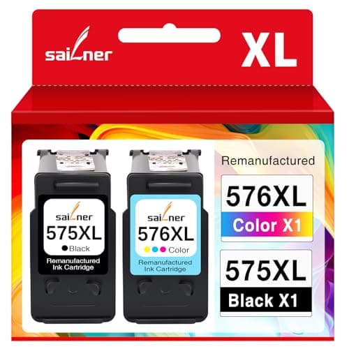 Image of SAILNER 575 576 Ink Cartridges PG-575XL CL-576XL Replacement for Canon 575 576 Ink, High Yield Compatible with PIXMA TS3550i TS3750i TR4755i TR4756i TR4700 (1 Black, 1 Colour)