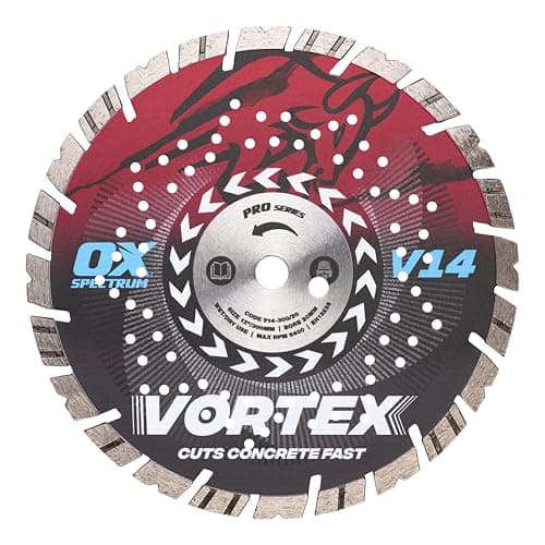 Image of OX Pro V14 Diamond Blade for Concrete - 300mm/20mm, Turbo V Tooth for Aggressive Cutting & Long Life, Cuts Concrete with Rebar, Kerbs & Slabs, Roof Tiles, Bricks, General Building Materials