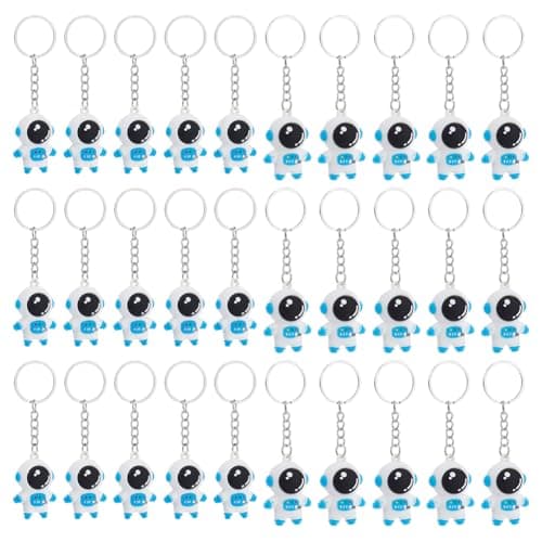 Image of NBEADS 30 Pcs 2 Sizes Astronaut Keychains, Astronaut Design Keychain Astronaut Space Party Favors for Birthday Party Holiday Gifts, Blue