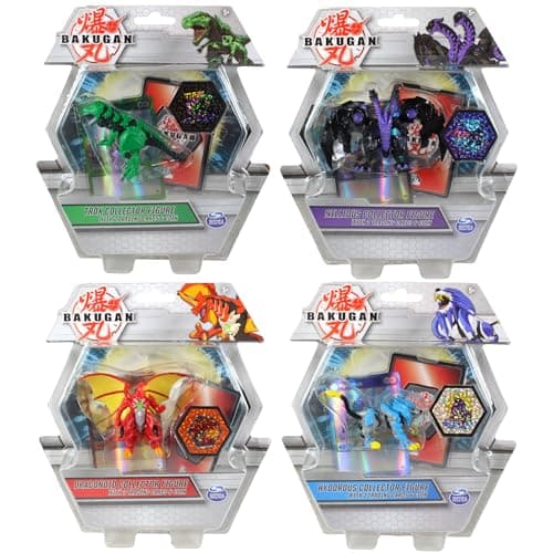 Image of BAKUGAN Deluxe Collectible Non Transforming Action Figure Bundle - 2x Cards & 1x Coins in Each Pack - 4 Pack - Set 1