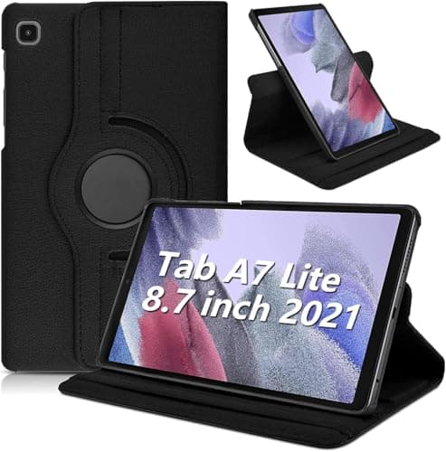 Image of World biz Case For Samsung Galaxy Tab A7 Lite 8.7 Inch 2021 Tablet (SM-T220/T225/T227), 360 Degree Rotation Protective Stand Leather Cover, Auto Wake/Sleep Galaxy Tab A7 Lite 8.7'' (Black)
