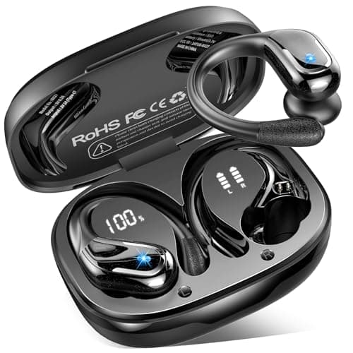 Image of Wireless Earbuds Sport, 2026 Rulefiss 75Hrs Bluetooth 5.4 Headphones HiFi Stereo Ear Buds, 4 ENC Noise-Cancelling Mic, IP7 Waterproof Running Earphones with Earhook, USB-C, for Android iOS Gym Workout