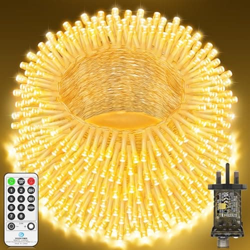 Image of 120M 1000 LED Fairy Lights Outdoor String Lights Plug in Extra Long Christmas Lights Waterproof with Remote Timer 8 Modes for Outside Garden Patio Party Wedding Yard Tree Decorations Warm White