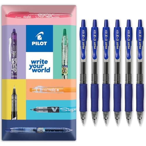 Image of PILOT G-2 Retractable Gel Ink Rollerball Pens - 0.7mm Nib Tip - In Envelope Gift Packaging - Pack of 6 - Blue Ink