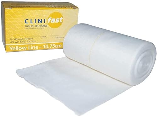 Image of Clinifast Yellow Line Tubular Bandage 10.75cm Wide x 10m Long (1) for Dressing Retention and Wet & Dry Wrapping