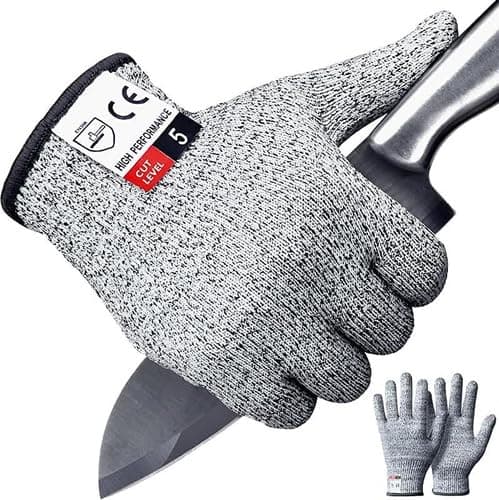 Image of SGQTZDZQ Cut Resistant Gloves, Kevlar Gloves for Kitchen Warehouse Builders, Guard Gloves Gardening Fishing Cooking EN 388 Certified (L,24cm)