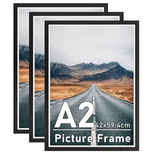 Image of Zueyunstoo A2 Picture Frames, 3 Pack Black A2 Poster Frame, 42x59.4cm Photo Frames with Safe Perspex Front, Wall Mounting