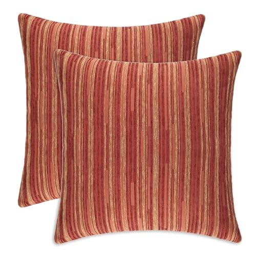 Image of Yeiotsy Cushion Covers Bohemia, Pack of 2 Cozy Modern Striped Decorative Pillow Cases 18 x 18 Inches Cushion Shells for Sofa Bed Car (Red, 18 X 18 Inches)