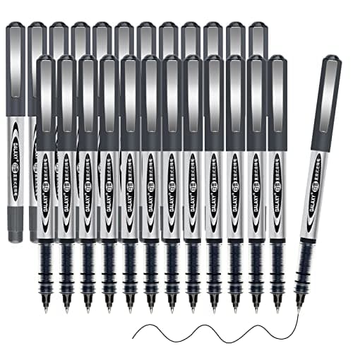 Image of Gelanty Rollerball Pens, 24pcs Black Liquid Ink Ballpoint Gel Quick-Drying Pen for Home, School, Office, Writing, Drawing, Artwork