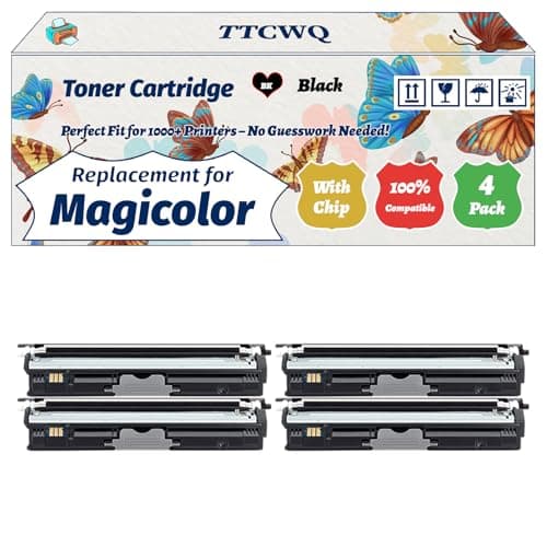 Image of TTCWQ Compatible for Konica Minolta Magicolor 2400W Toner Cartridge Work for Konica Minolta Magicolor 2400DL 2400W 2430 2430DL 2450 2480 2490MF Printers (4 Pack Black)