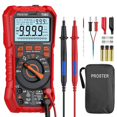 Image of Proster Digital Multimeter True RMS - 9999 Counts Auto Ranging Multimeter Tester, AC DC Voltage Current Meter with NCV, Inductance, Backlight, Temperature, Capacitance, Test Meter Electrical