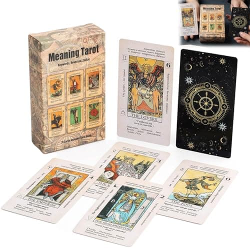 Image of Wriligel 78Pcs Tarot Cards Deck with Meaning Prompts, Tarot Deck for Learning and Card Practice, Tarot Card Set for Beginners and Experienced Users for Home Use and Group Activities